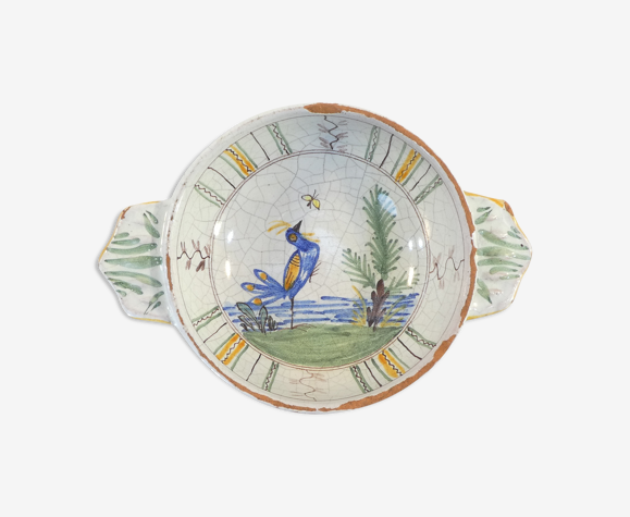 Bol en faience d'epoque 19eme décor au coq