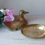 Ancienne Boite en Forme de Canard en Laiton Artisanale Fabriquée en Inde