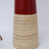 Red half-half-wood wooden vase