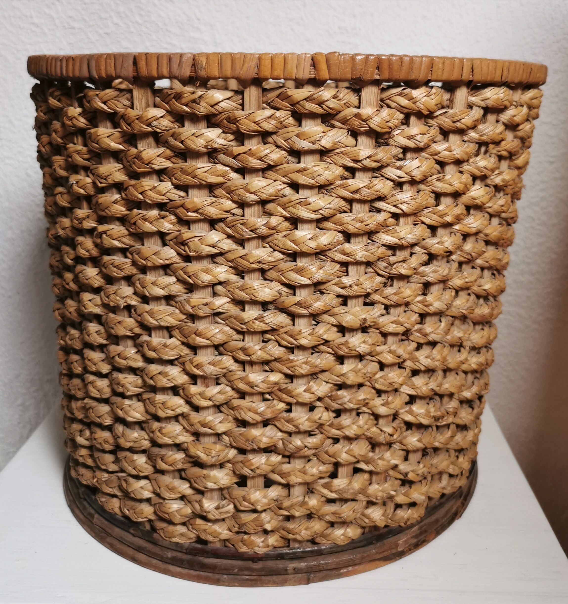 Vintage woven fiber basket
