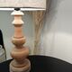 Vintage table lamp year 1980 in turned wood.