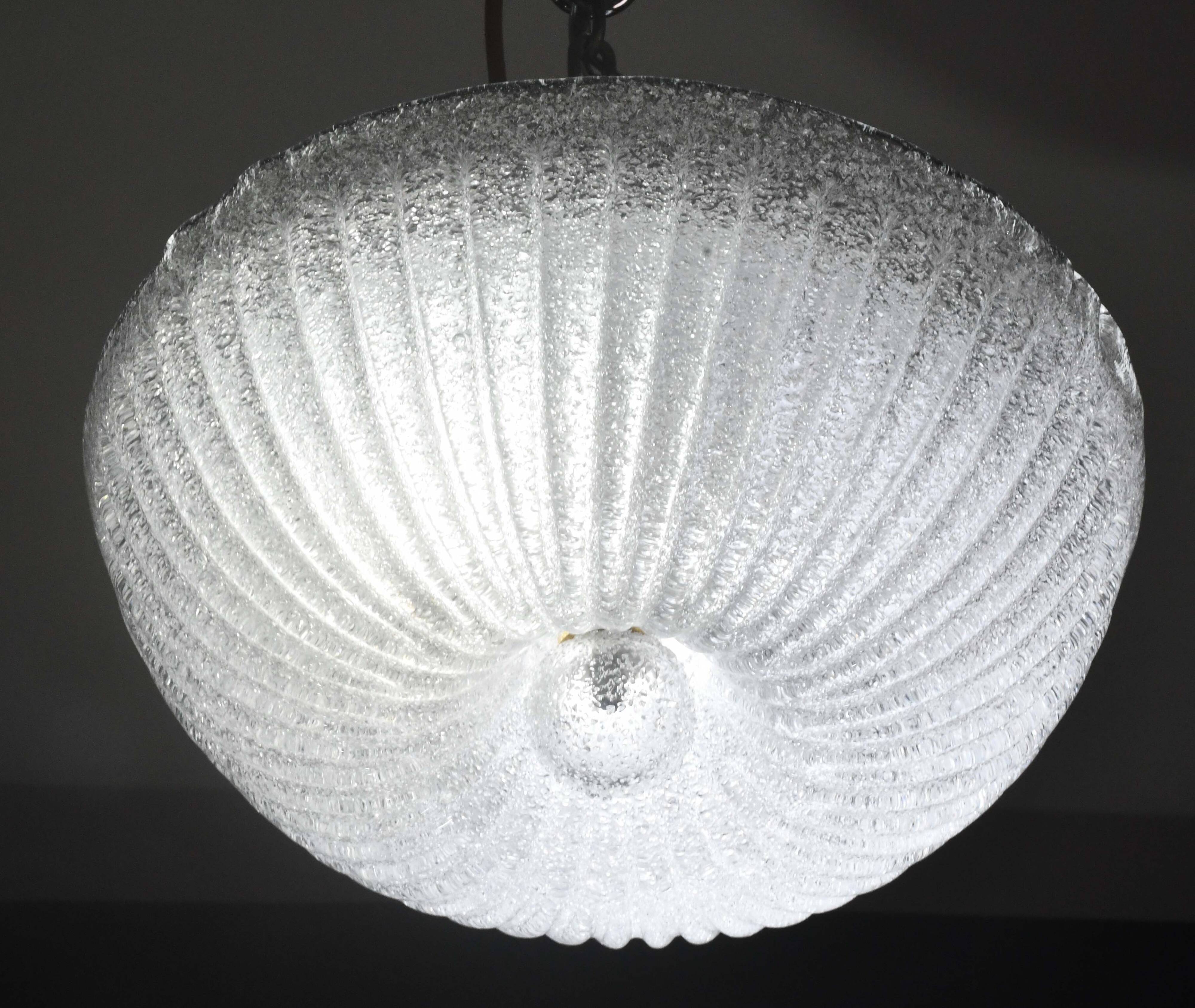 Italian midcentury Murano glass flush mount light Barovier style, 1970s