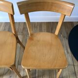Set of 4 baumann bistro chairs in blond wood / honey stamped 40-50 years