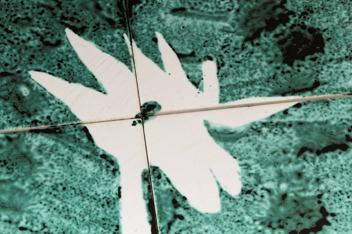 Vintage ceramic coffee table; rooster motif