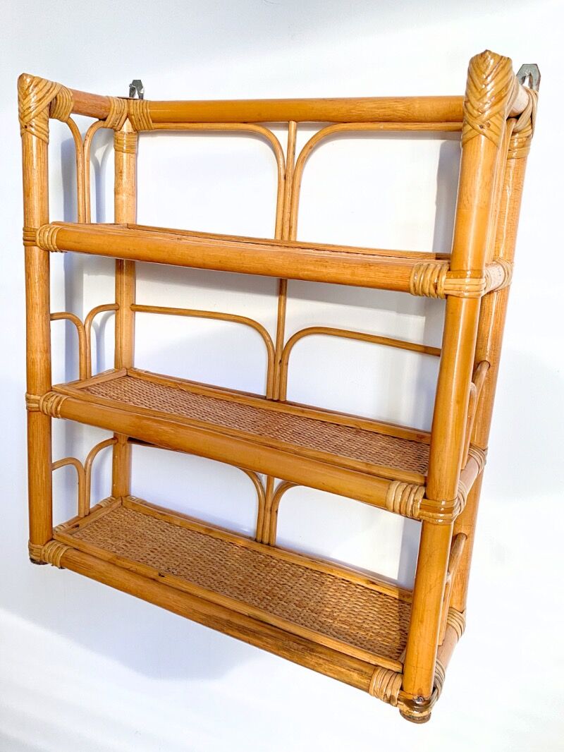 Rattan wall shelf
