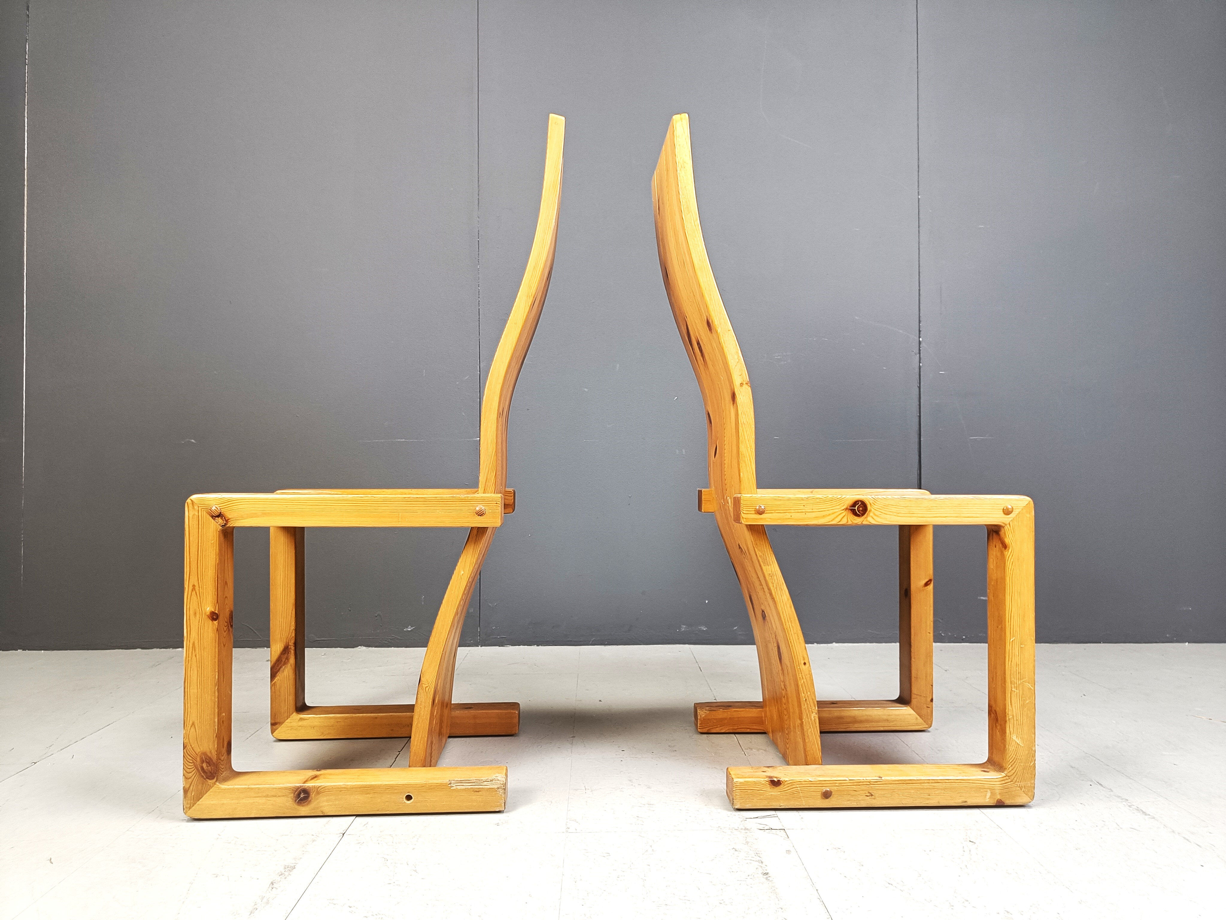 Vintage Finnish pine wood dining chairs, 1970s
