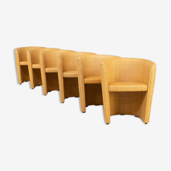 Guiseppe vigano wicker ‘mini ton’ dining chair for bonacina set/6