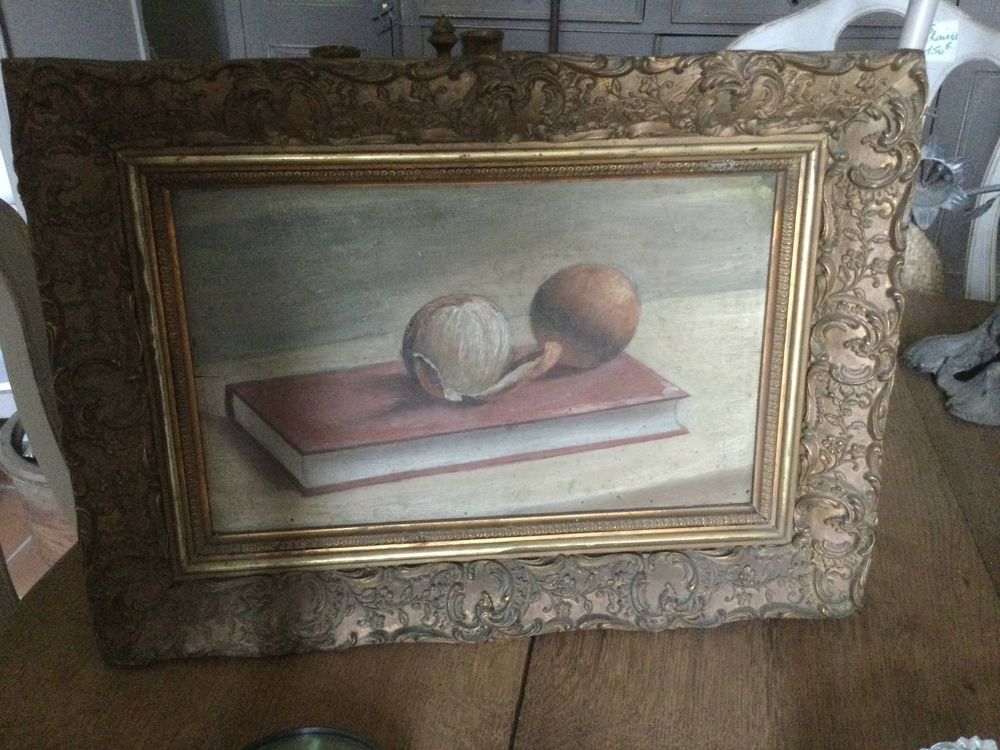 Old still life painting with frame