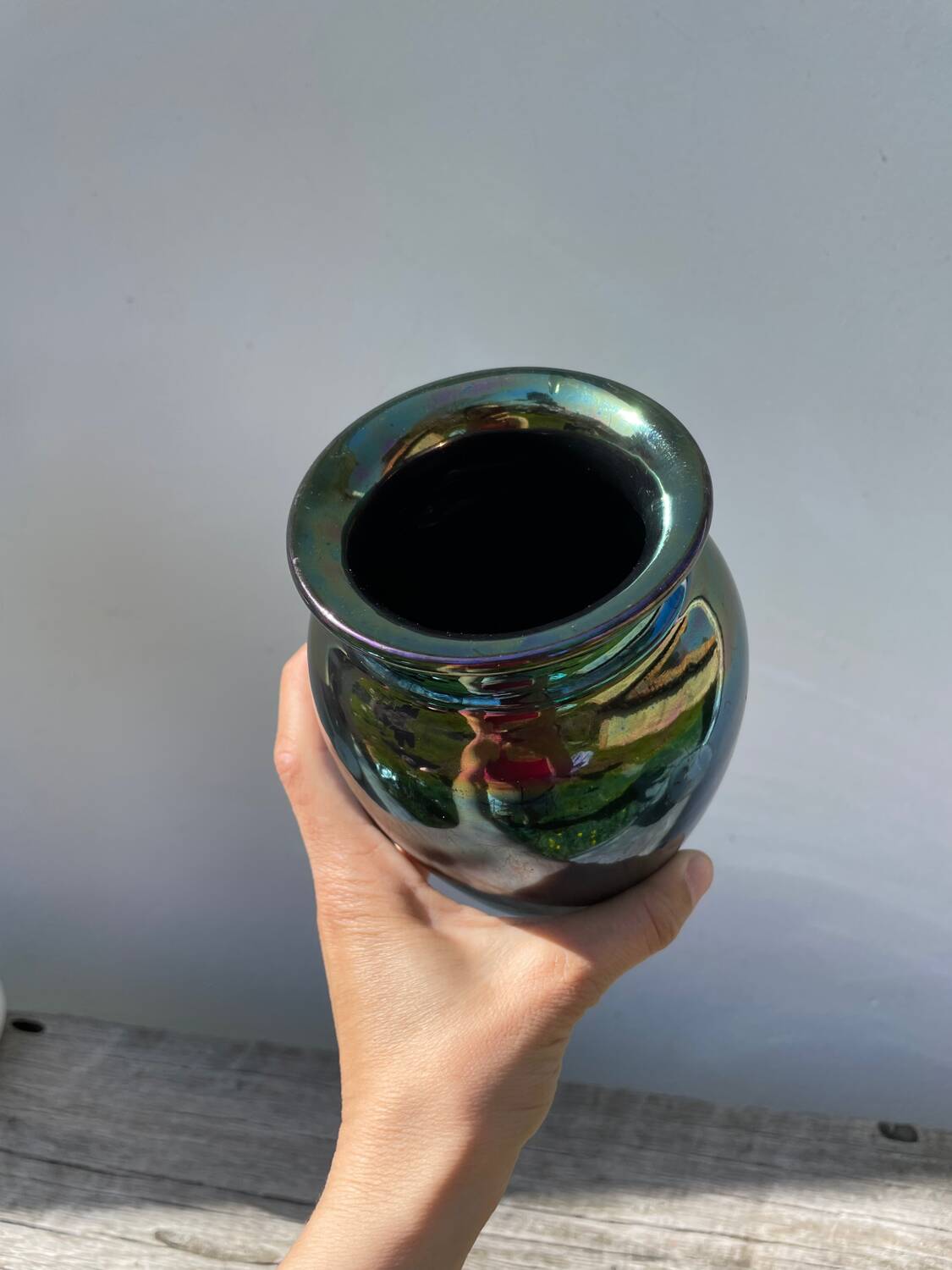 Vintage iridescent ceramic vase