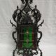 Large old lantern, wrought iron and stained glass. Lamp Chandelier stained glass Entrance