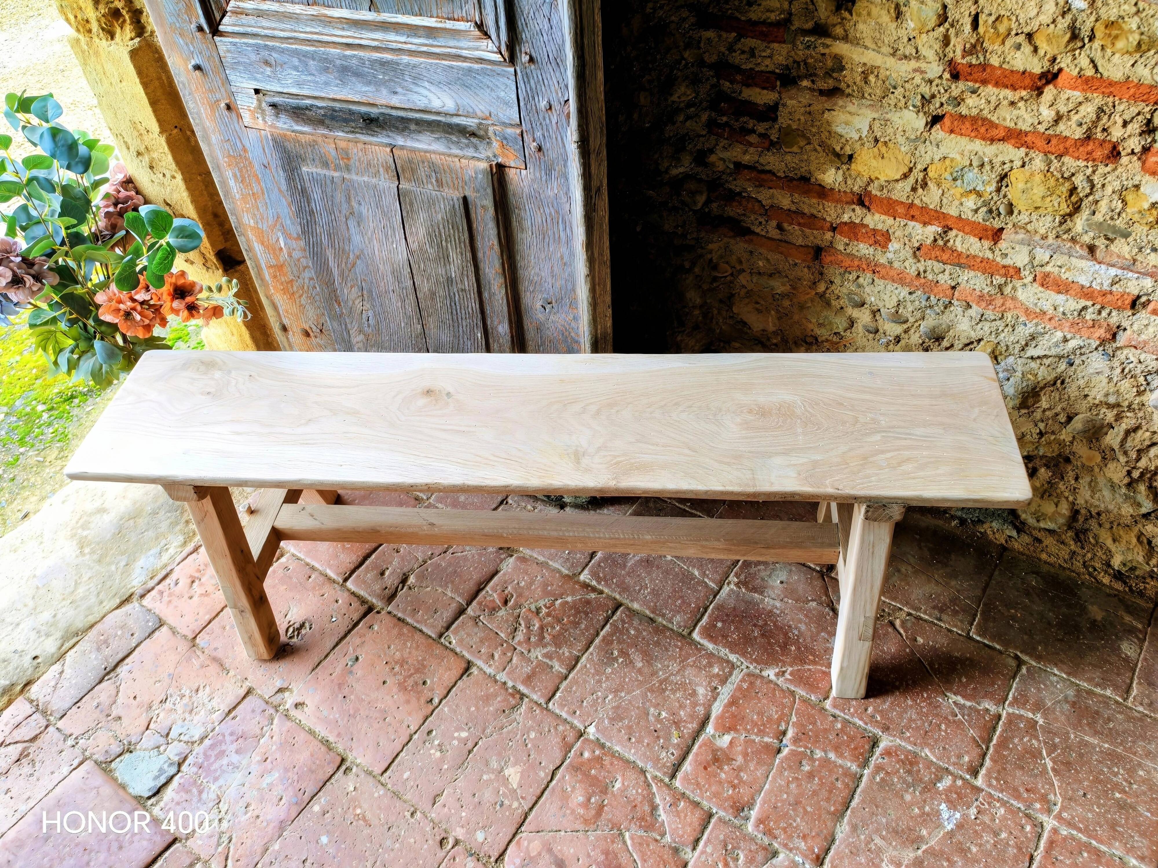 Banc en chêne massif, Rustique,Brut.