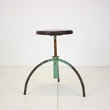 Vintage adjustable industrial stool with patina, 1950s