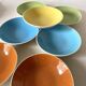 Salins France colored soup plates, Deauville model, 50s-60s