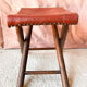 Vintage folding stool Leather & Wood Curule style