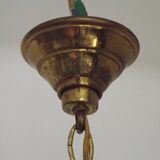 Mid-Century Bronze & Cut Glass 4-Light Chandelier with Fleur-de-Lys Detail