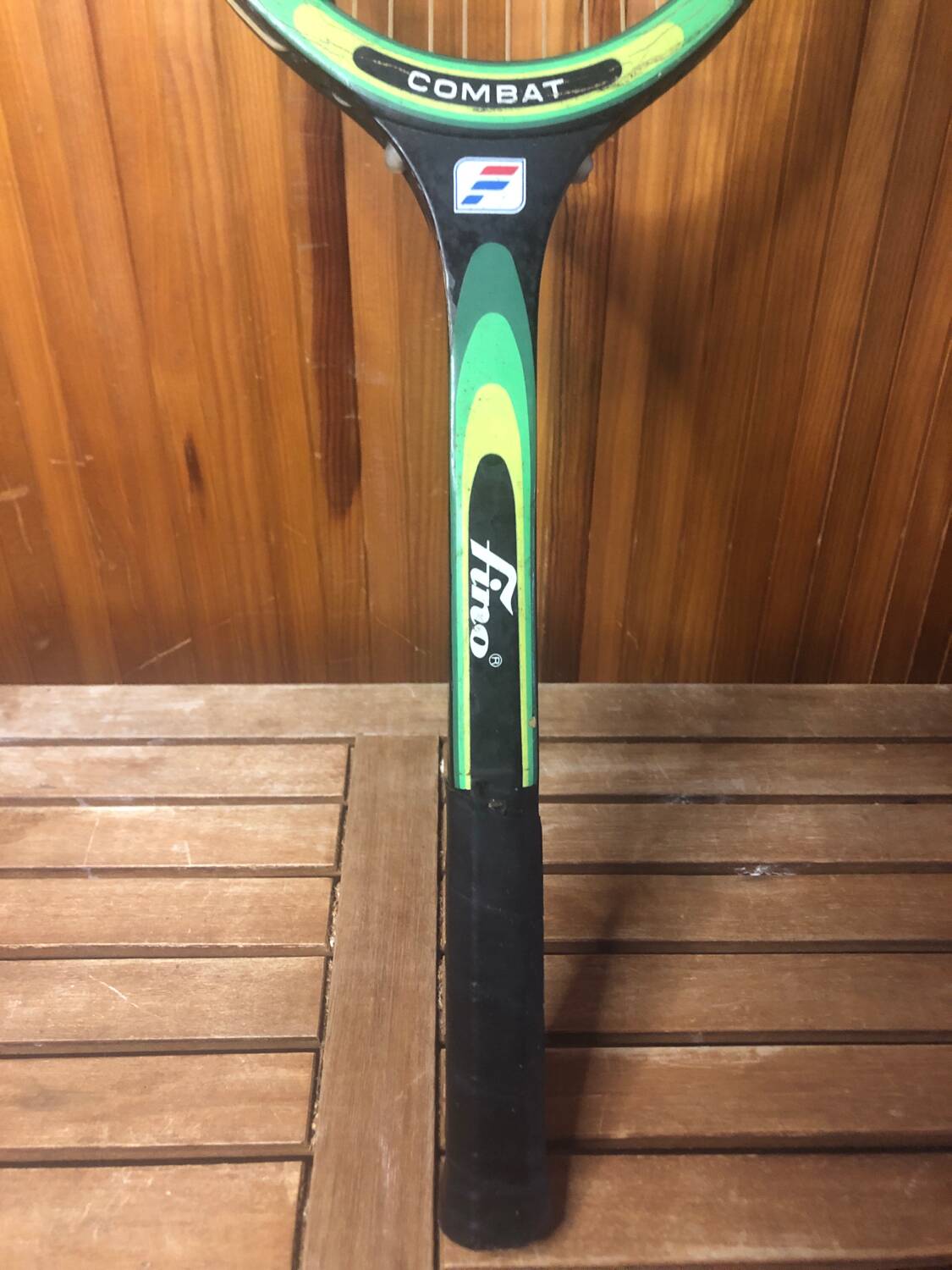 Old fino combat tennis racket vintage wood #a363