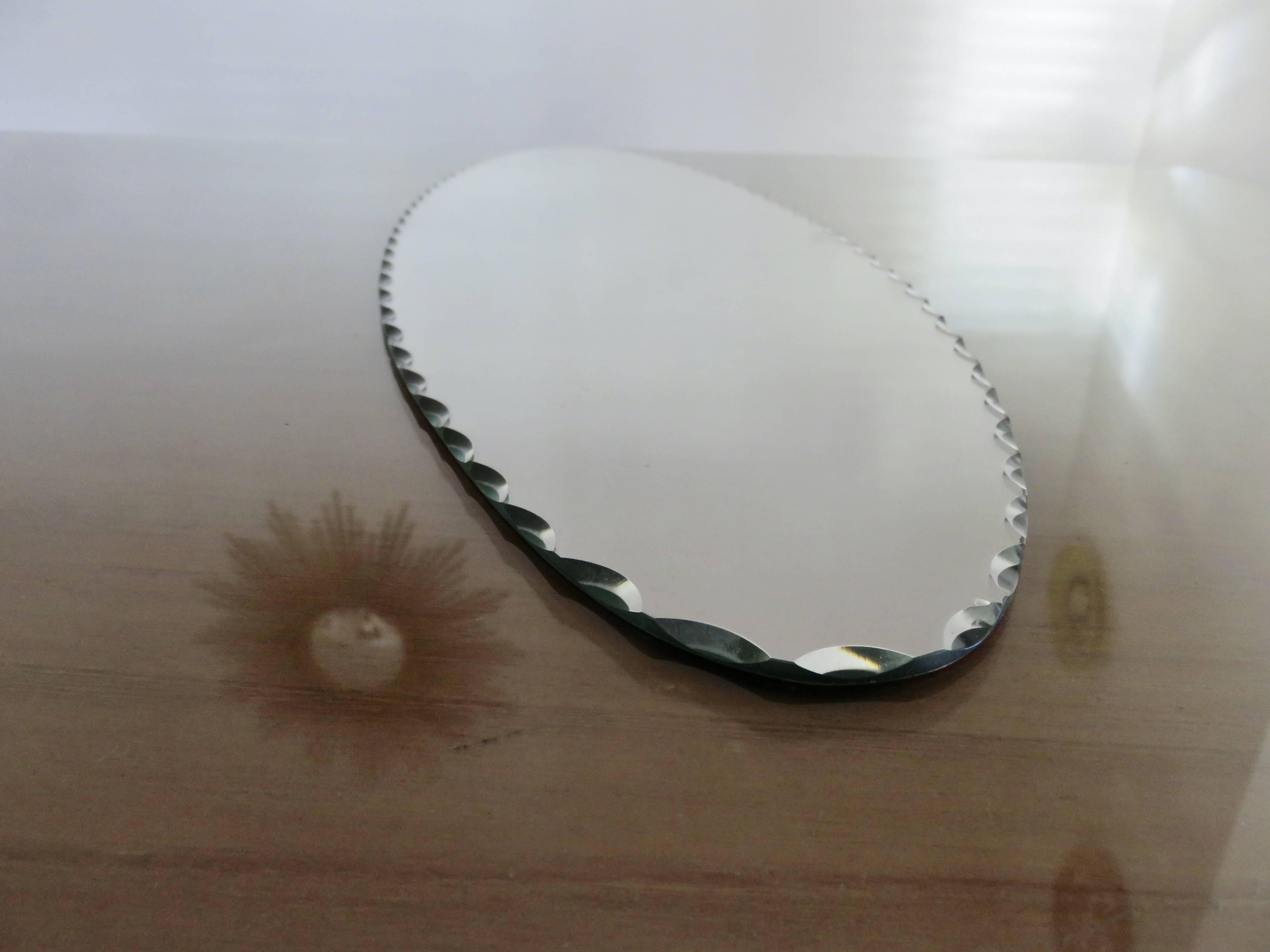 Very large oval beveled mirror, to put down, art deco, 40s 50s