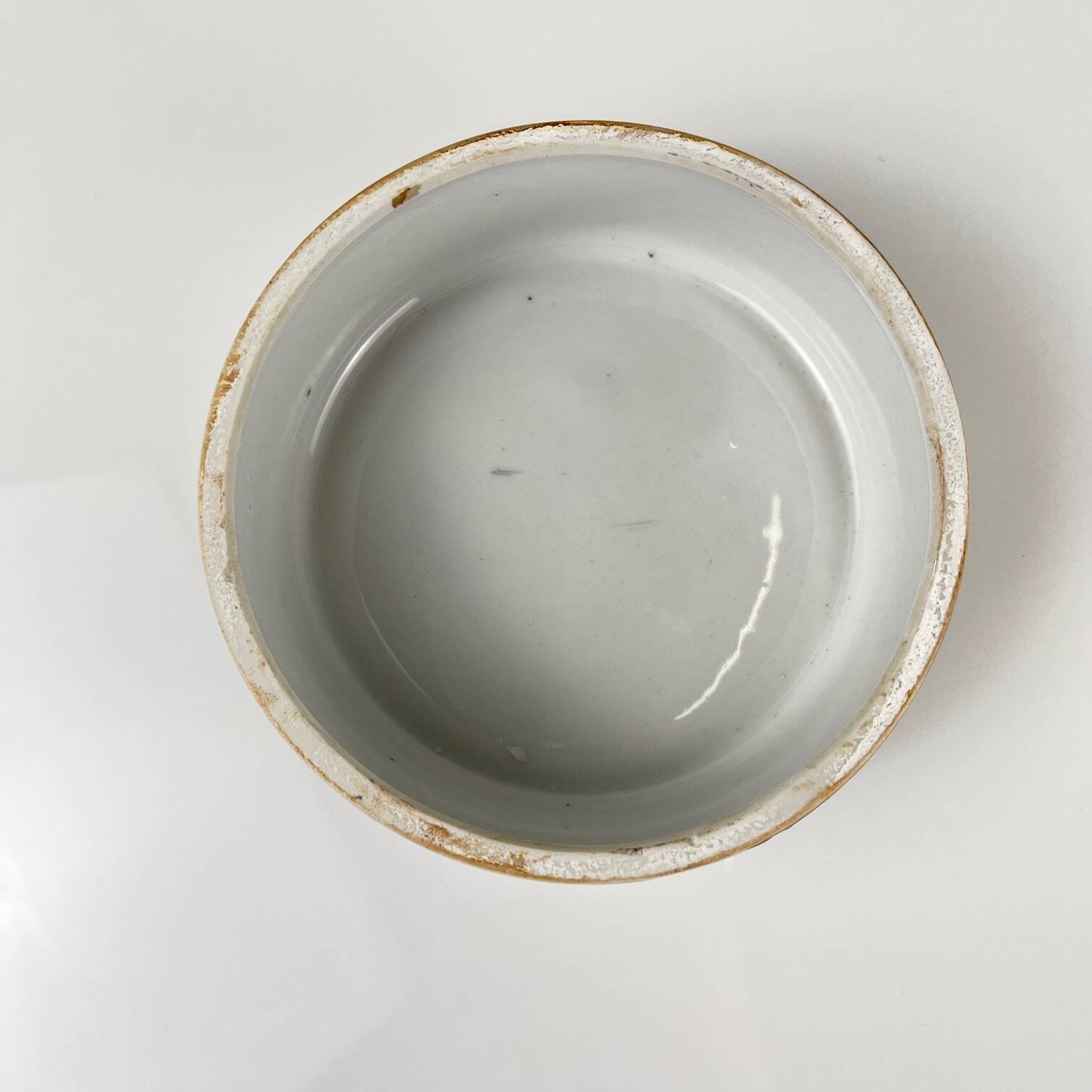 Chinese blue porcelain box with bird and flower motif