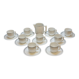 Limoges porcelain coffee set Bernardaud Vivaldi 8 cups and saucers