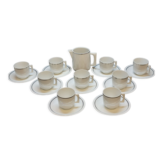 Service à café porcelaine Limoges Bernardaud Vivaldi 8 tasses et soucoupes