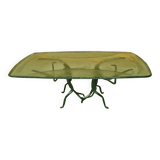 Table basse abstraite en fer forgé et verre glacé, Allemagne 1970