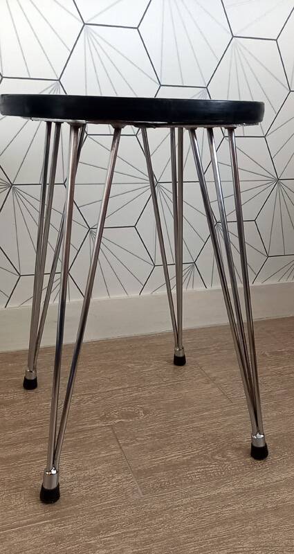 Vintage “SIF” round stool in formica and Eiffel legs.