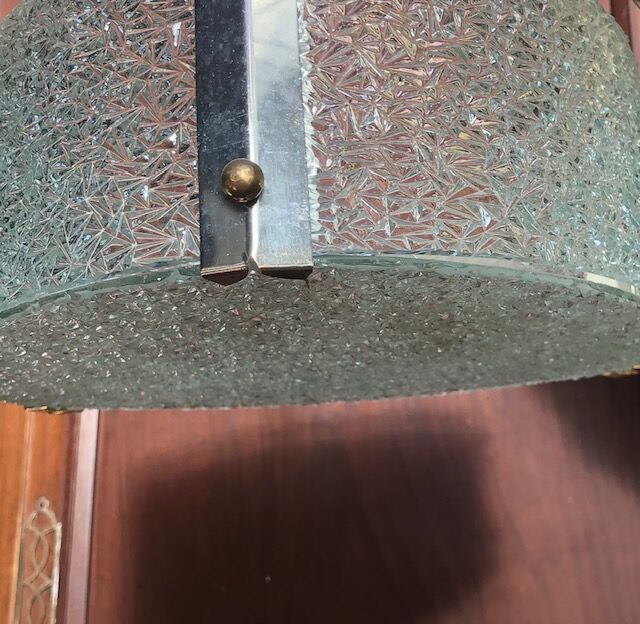 Pendant lamp 1950 glass and gold metal