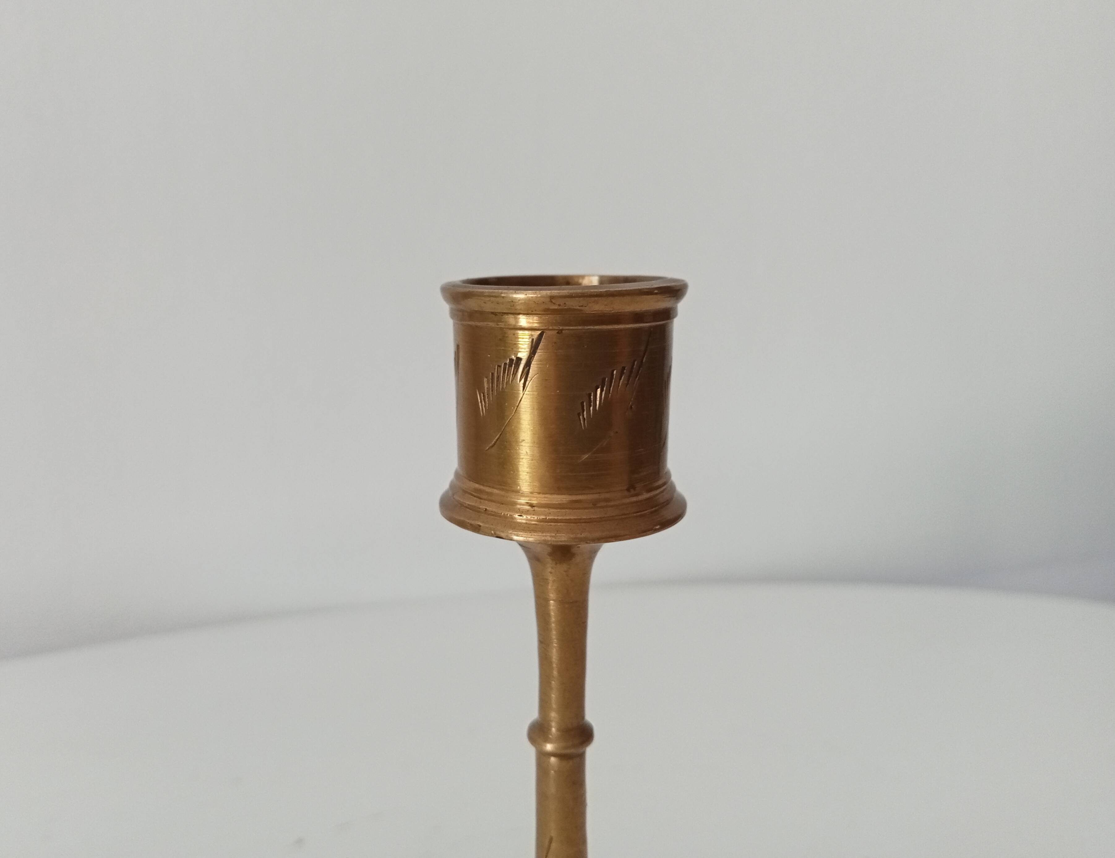 Vintage candle holder in solid gold brass