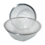 2 Bowls stainless steel edge textured glass tiles