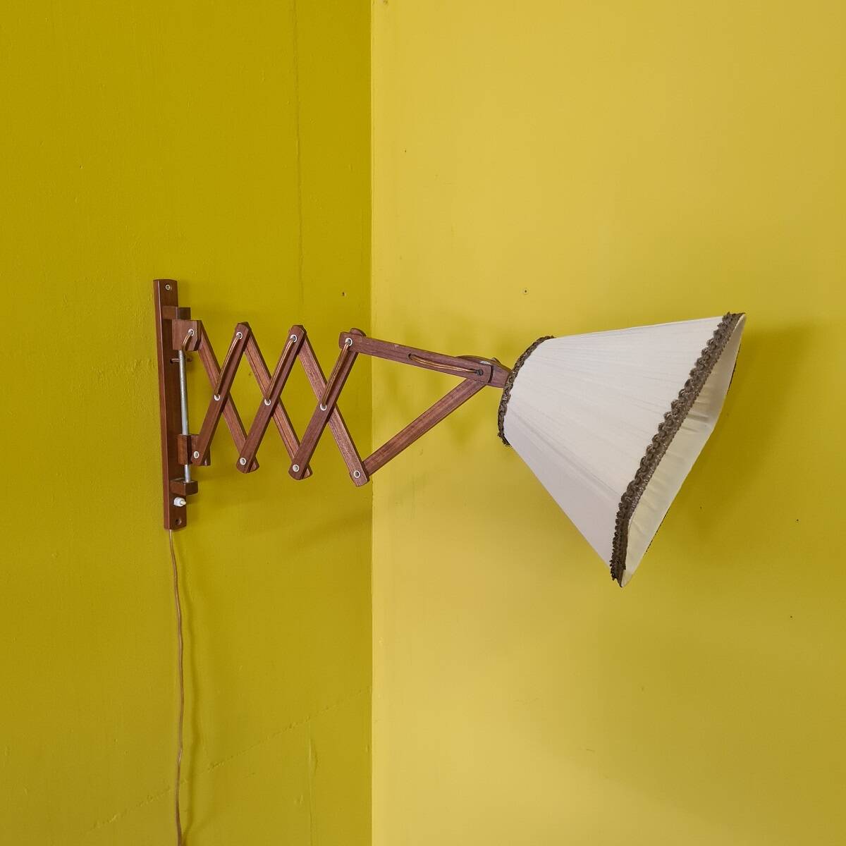 Dutch Wooden Hinge Wall Lamp, from the 1960s