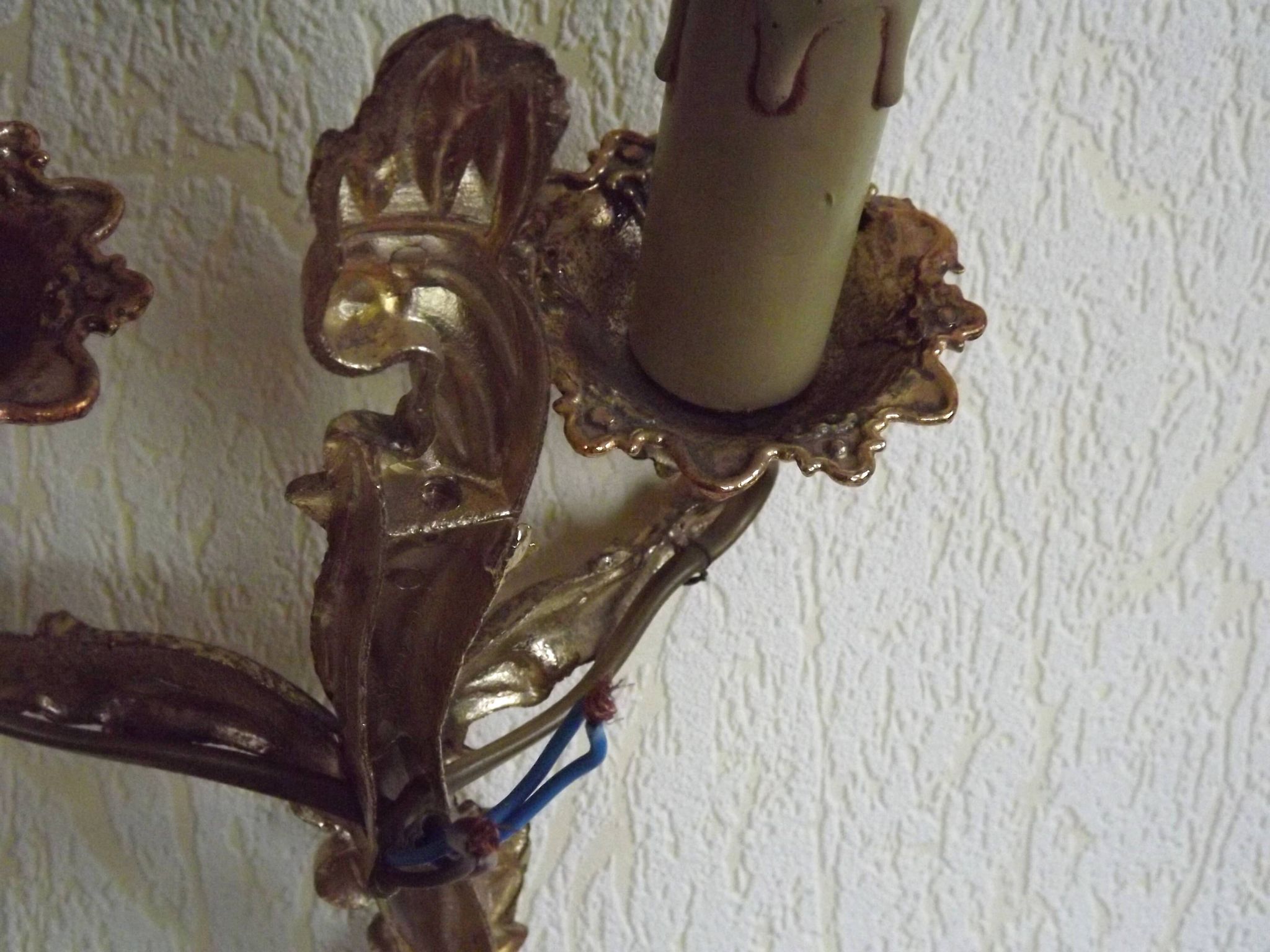 Brass wall lights.