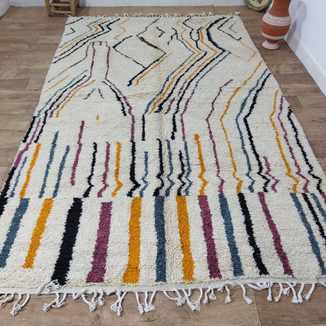 Handmade wool Berber rug 310 x 192 cm