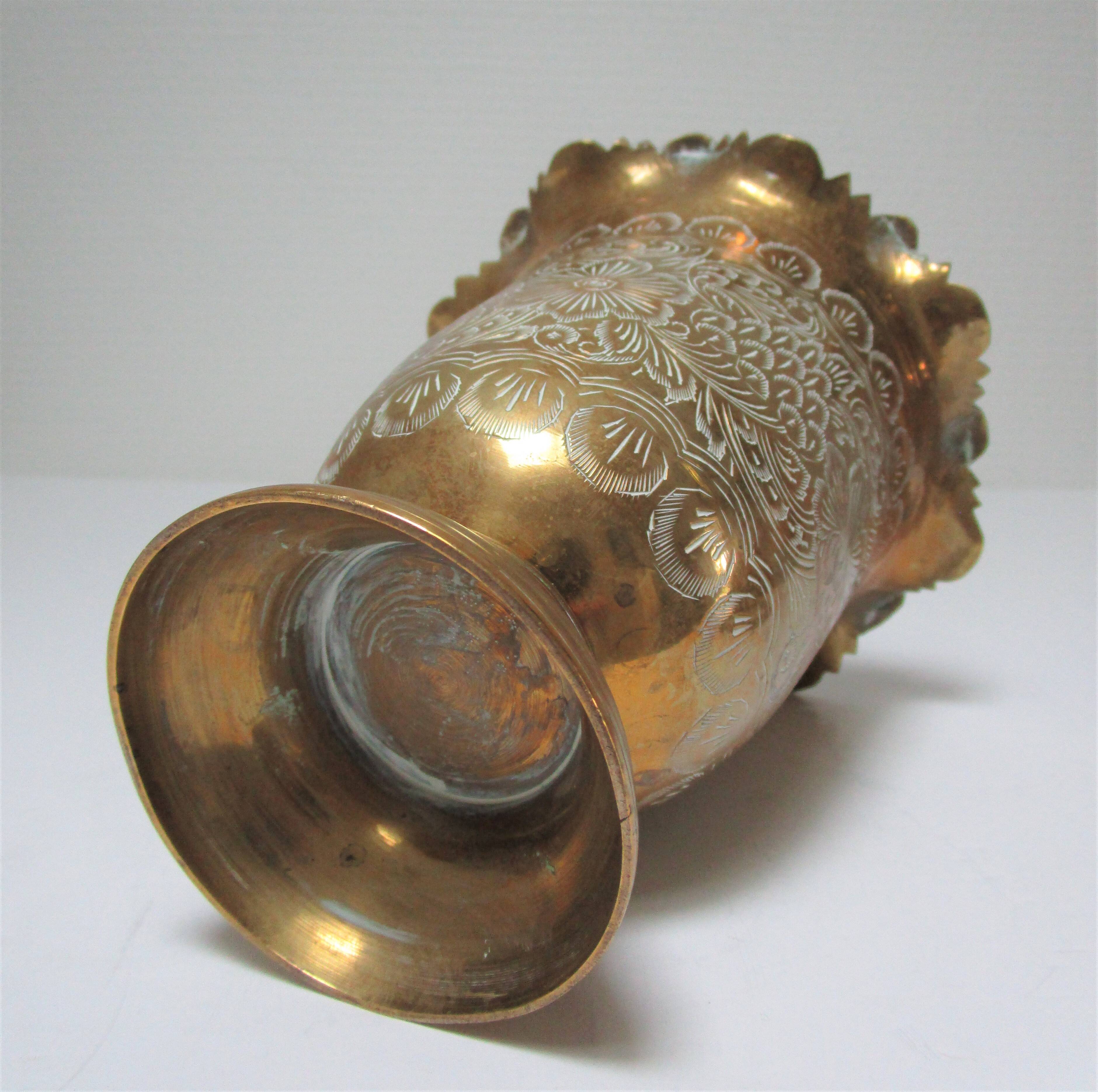 Vintage solid brass flower spike vase