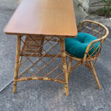 Rattan desk and chair 1960
