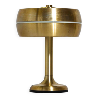 Lampe de bureau italienne en laiton avec base sculpturale et bande lumineuse, années 1960