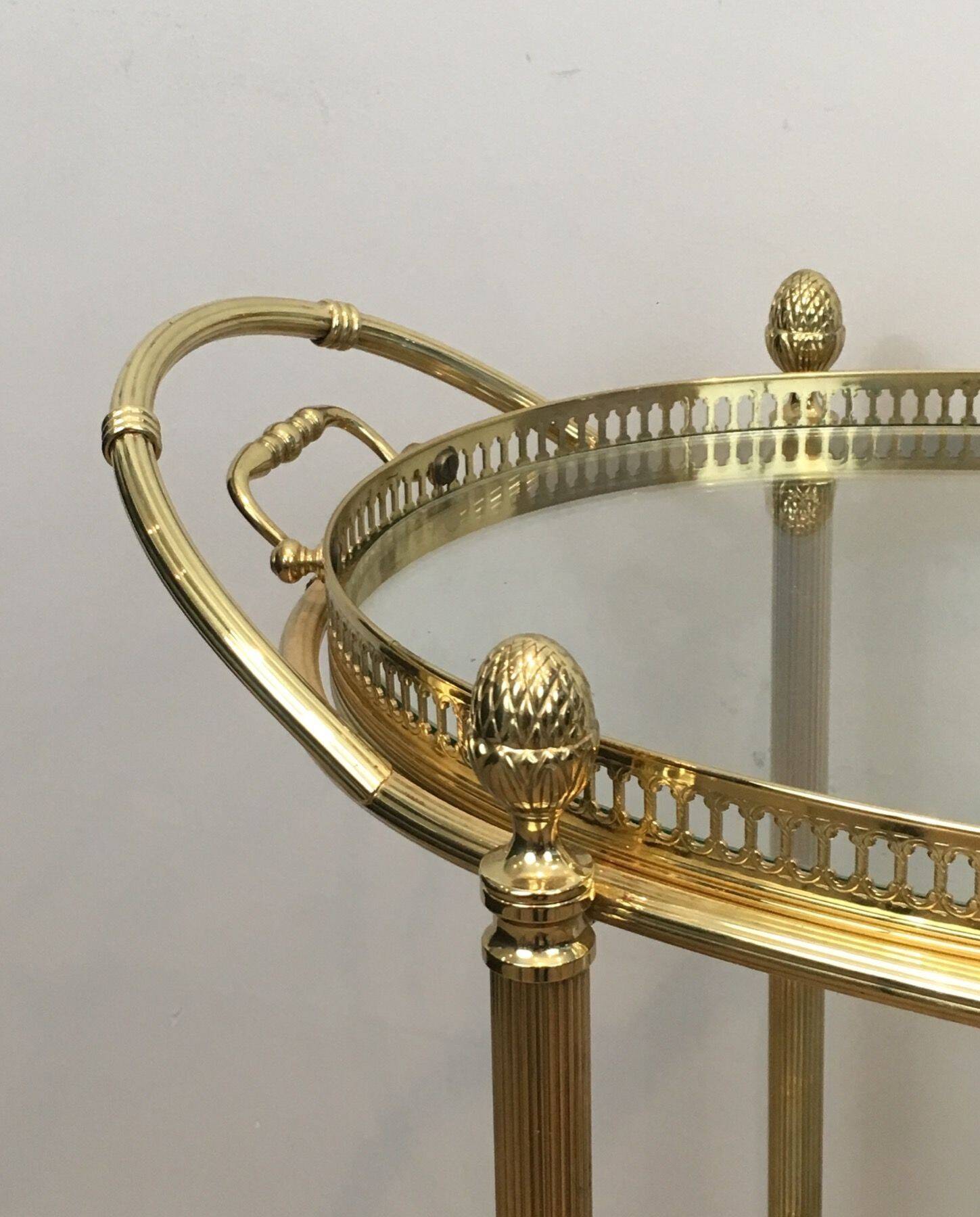 Oval Brass Rolling Table from Maison Baguès