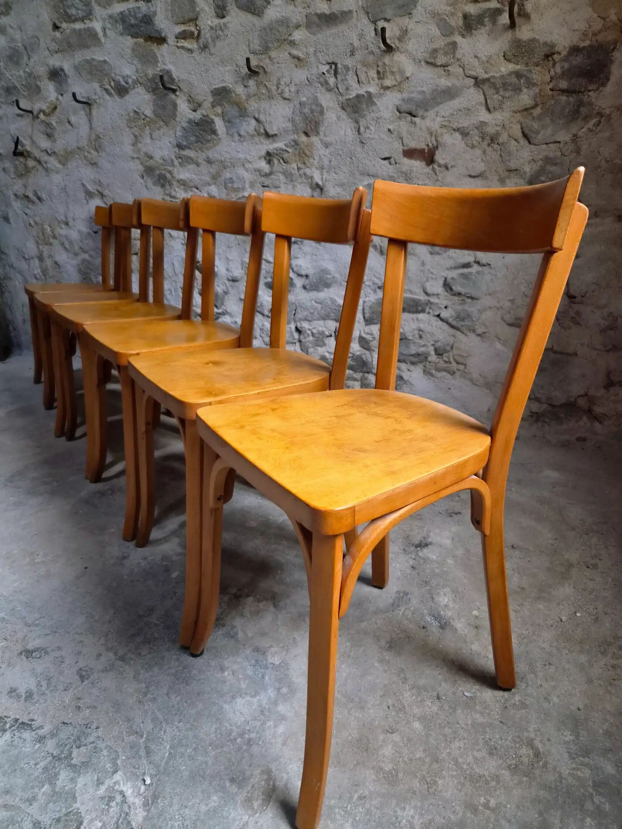 Set of six Baumann bistro chairs, France, 1950s