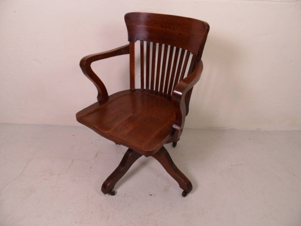 Antique oak office armchair