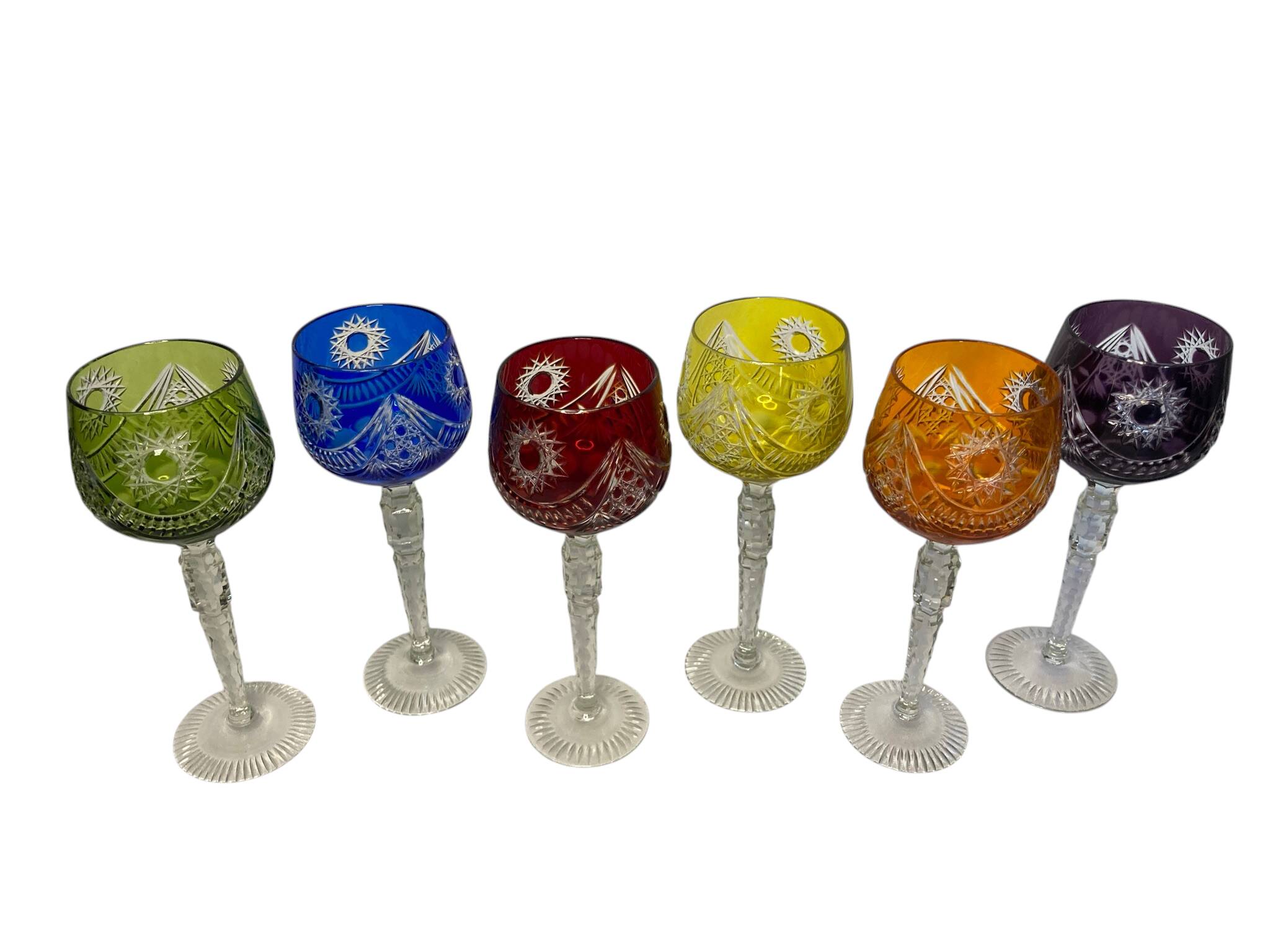 Tableware, set of six XXth century crystal Roemer glasses.