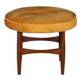 Retro teak 1960s kofod larsen upholstered mustard stool