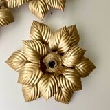 Three MASCA (Italy) wall lights in gilded metal - 1970.