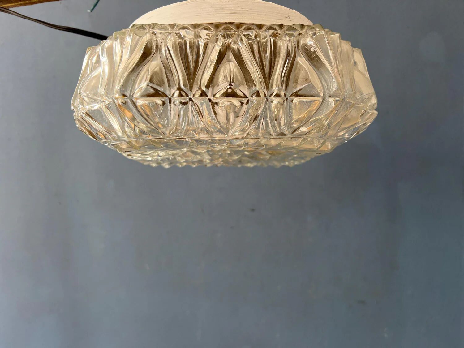 Vintage 30s flush mount glass ceiling lamp