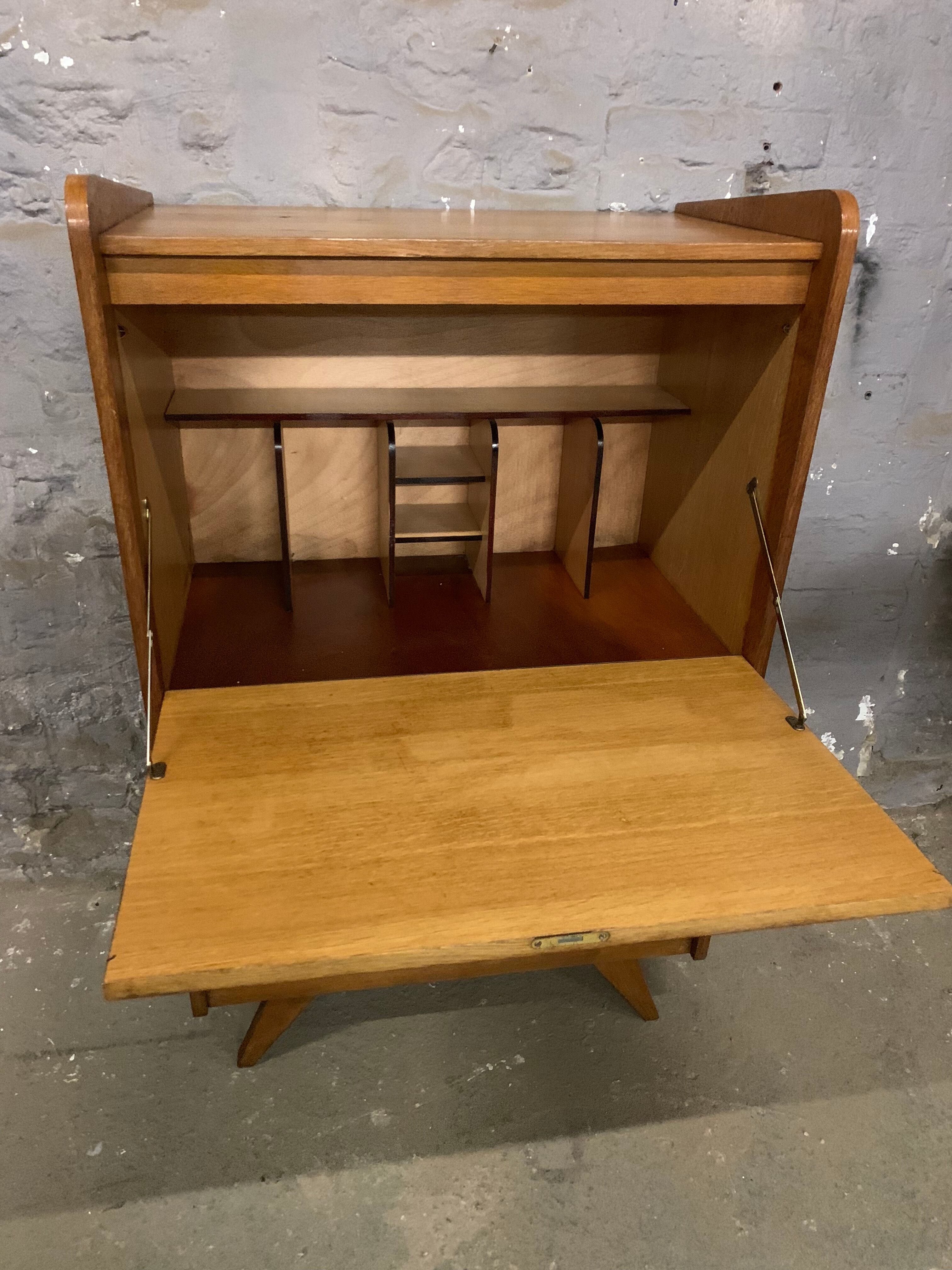 Secretary vintage oak compass feet, 1960s