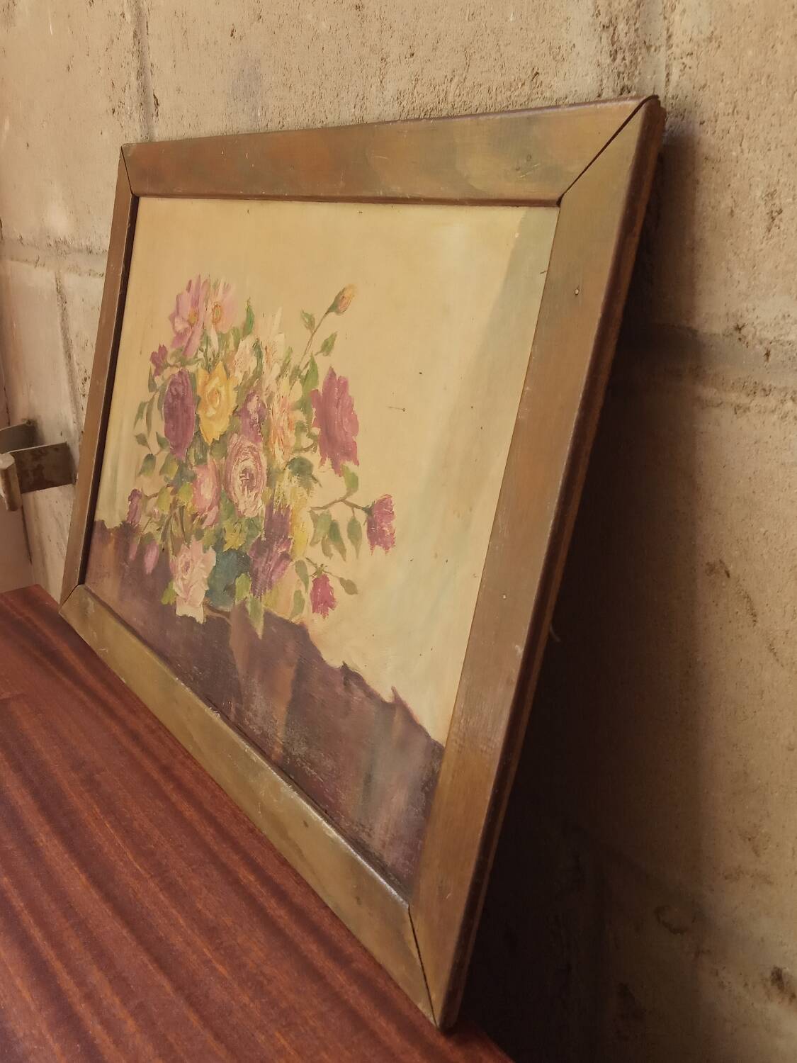 Old painting bouquet of flowers