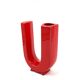 Space age red U letter ceramic solifleur vase, Marcel Radureau Francia 1970