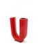 Space age red U letter ceramic solifleur vase, Marcel Radureau Francia 1970