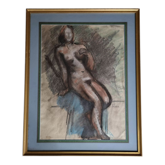 Etude de nu "Mademoiselle de B", signé de François Xavier Josse, années 50, 80 x 63 cm