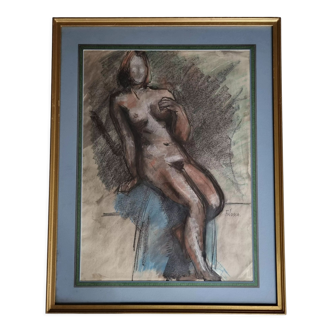 Nude study "Mademoiselle de B", signed by François Xavier Josse, 50s, 80 x 63 cm