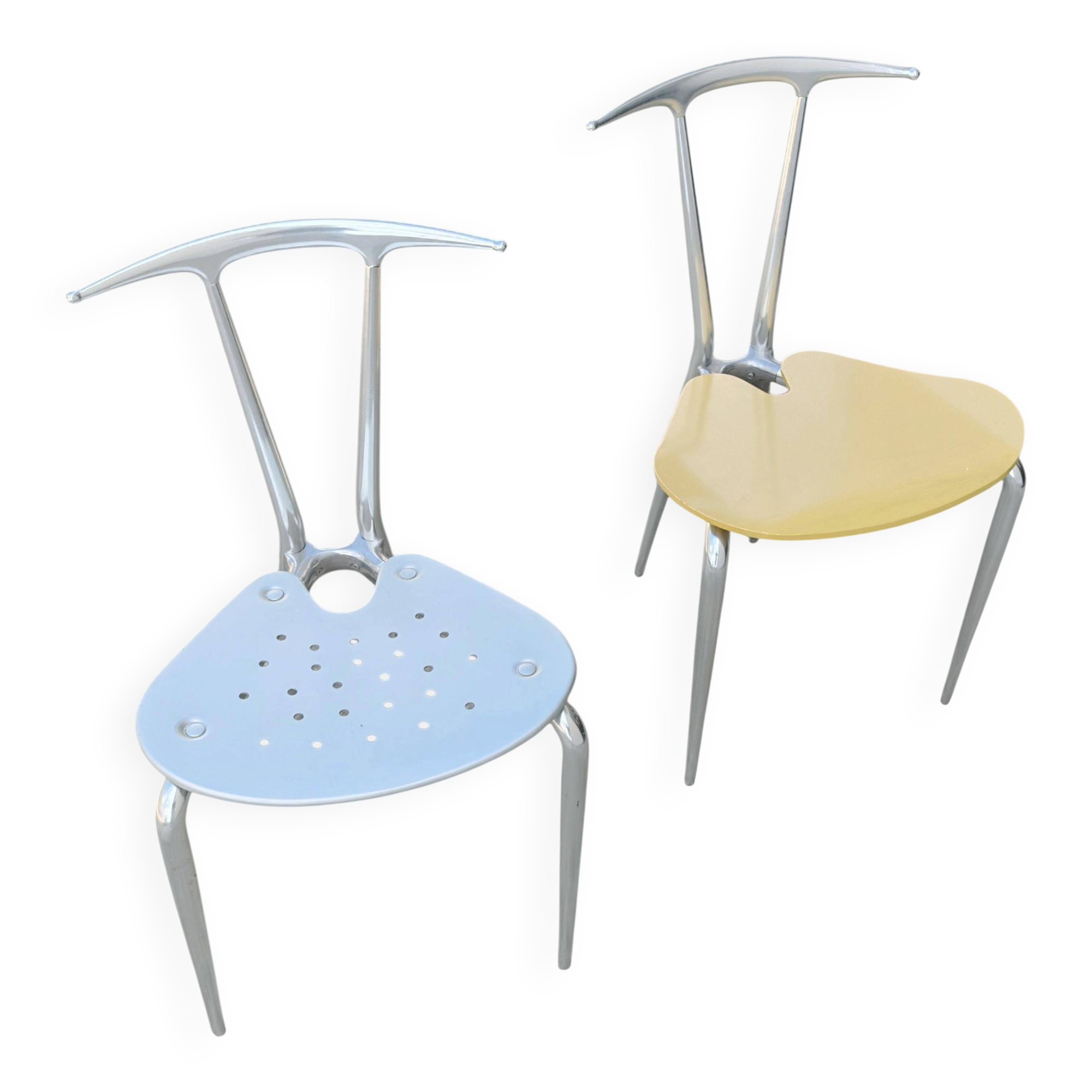 Postmodern pair of "Hole" accent chairs by Carlo Bartoli for Ycami 1993.