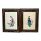 Paire de Gouache sur feuilles de Riz